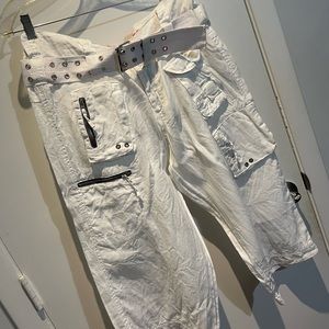 Johnny Was Pete and Greta white linen cargo pants SZ 14